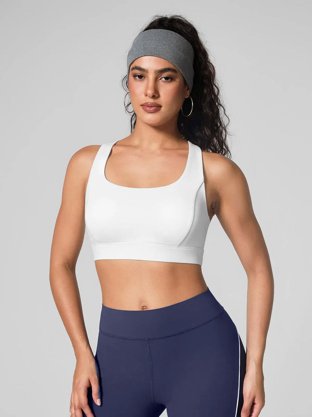 Contrast Color Wide Strap Bra Tummy Control Leggings Set