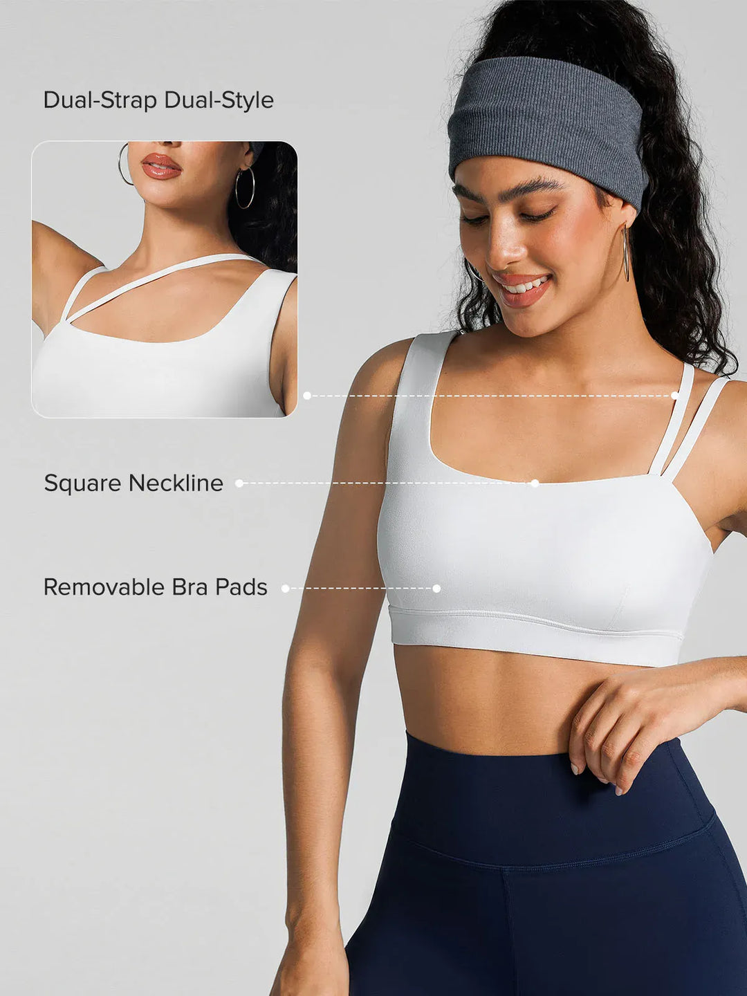 Seamless Dual Style Square Neckline Sports Bra