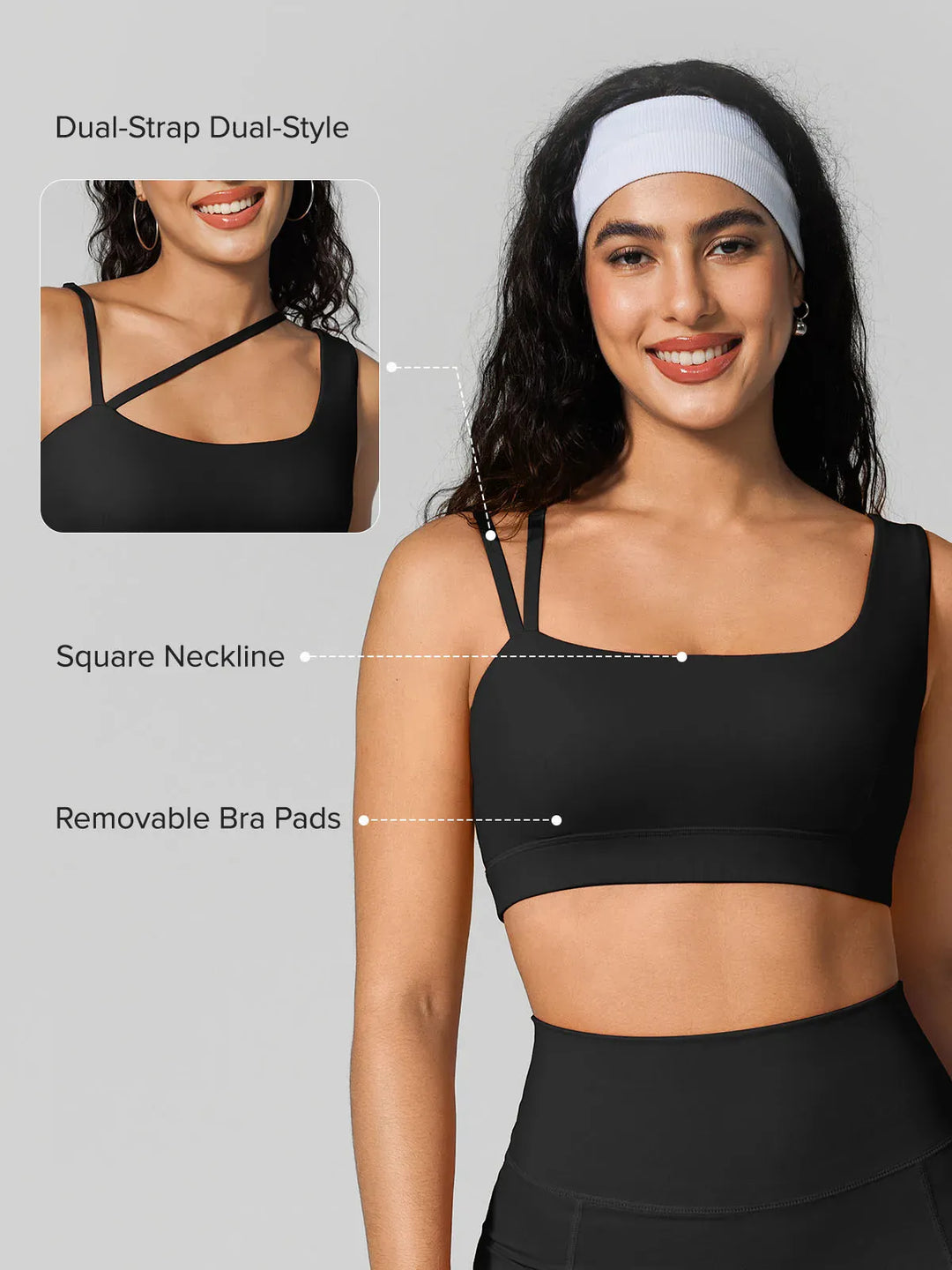 Seamless Dual Style Square Neckline Sports Bra
