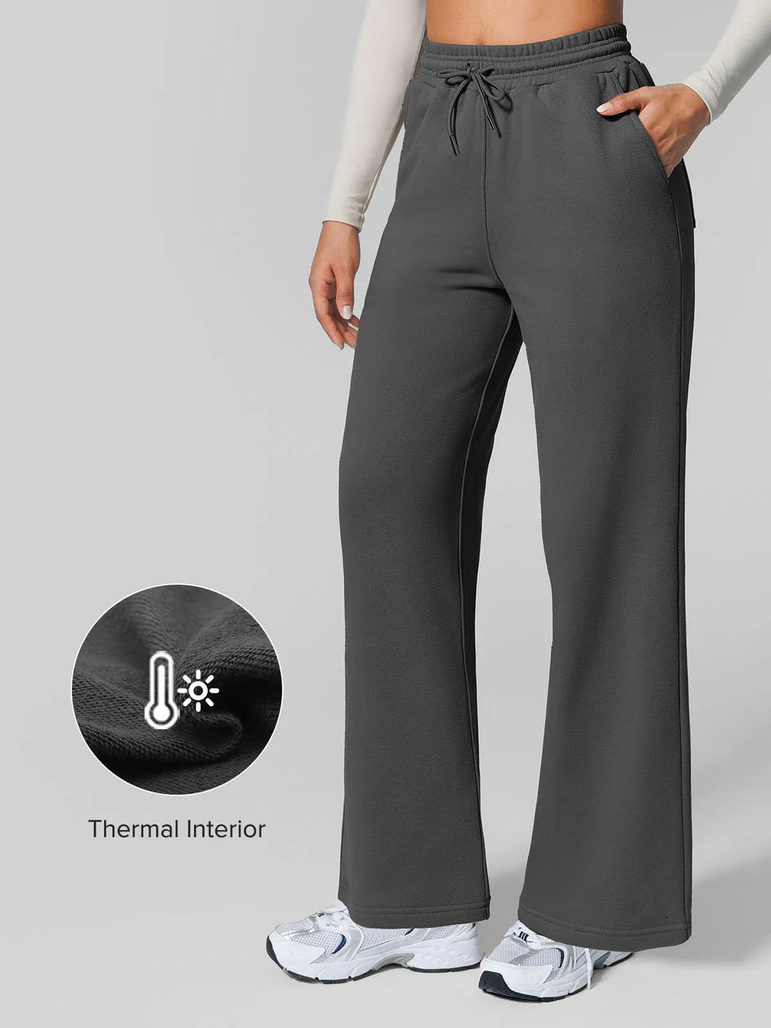 Athleisure Drawstring Waist  Wide Leg Sweatpants