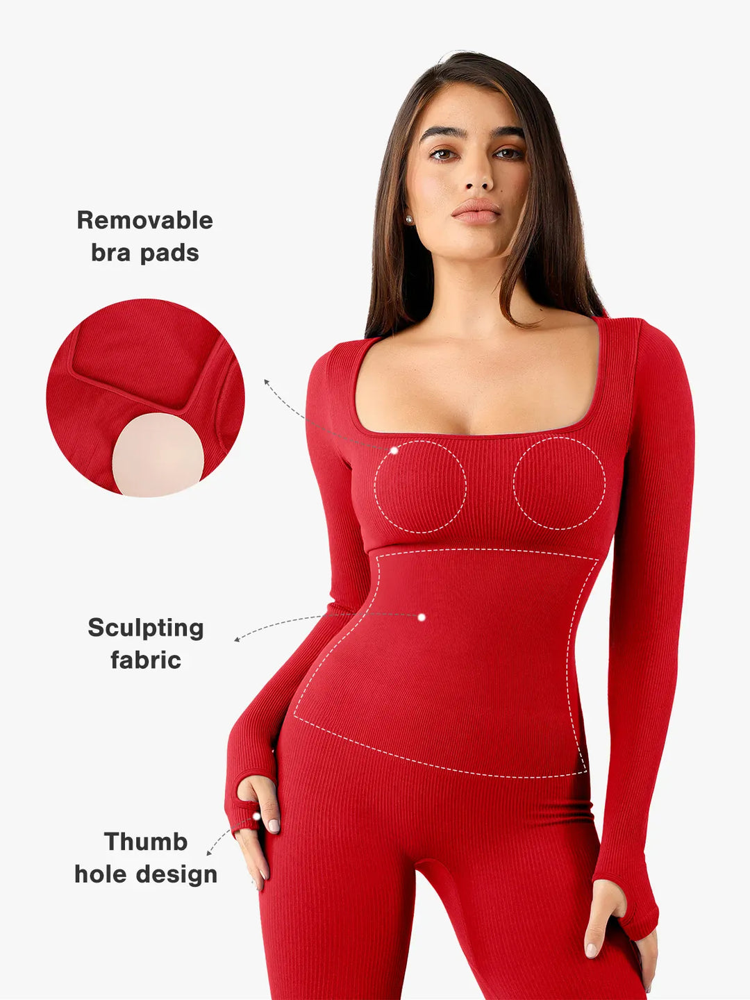 Shapewear Long Sleeve Thumb Hole Jumpsuit