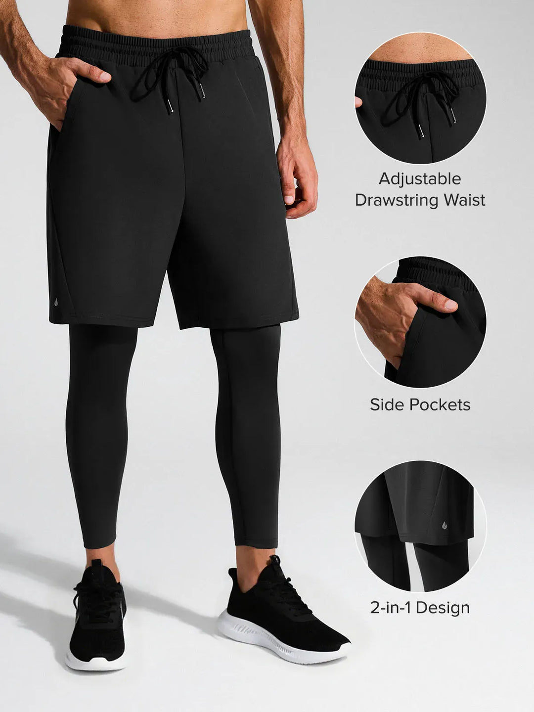 A model wearing a BRXL® 2-in-1 Training Pants for Men in