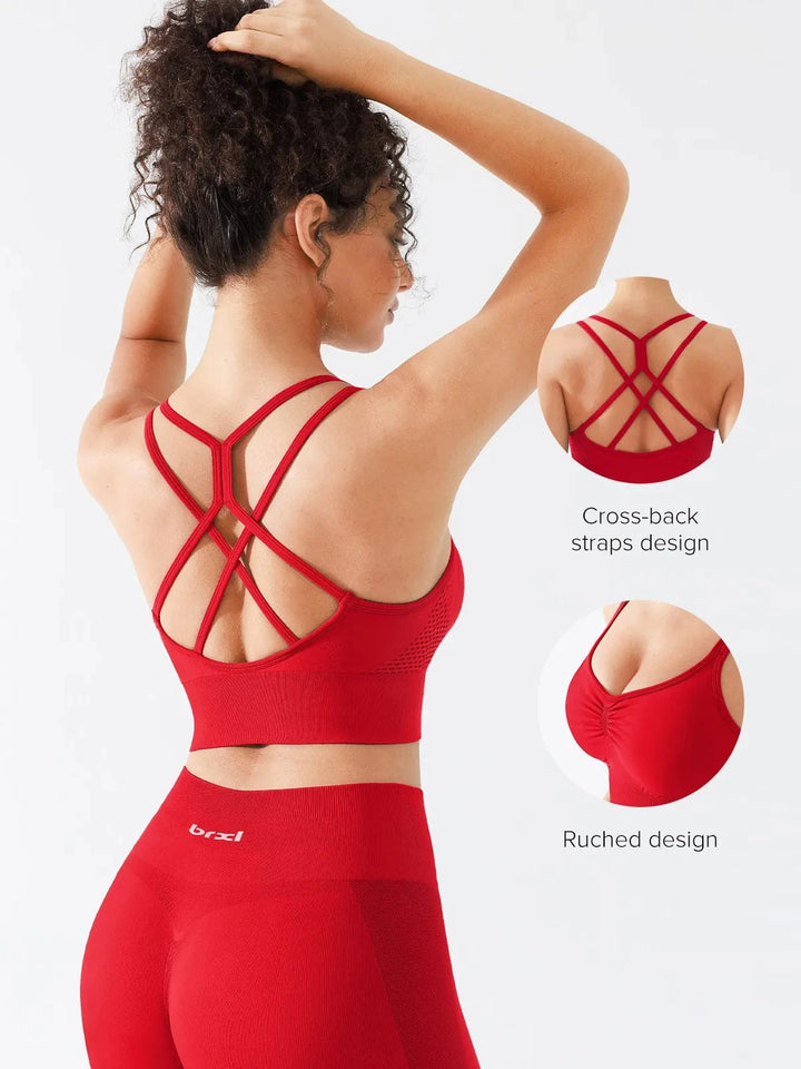 A model wearing a BRXL® Butt Lifting Seamless Bra Scrunch Leggings Set in