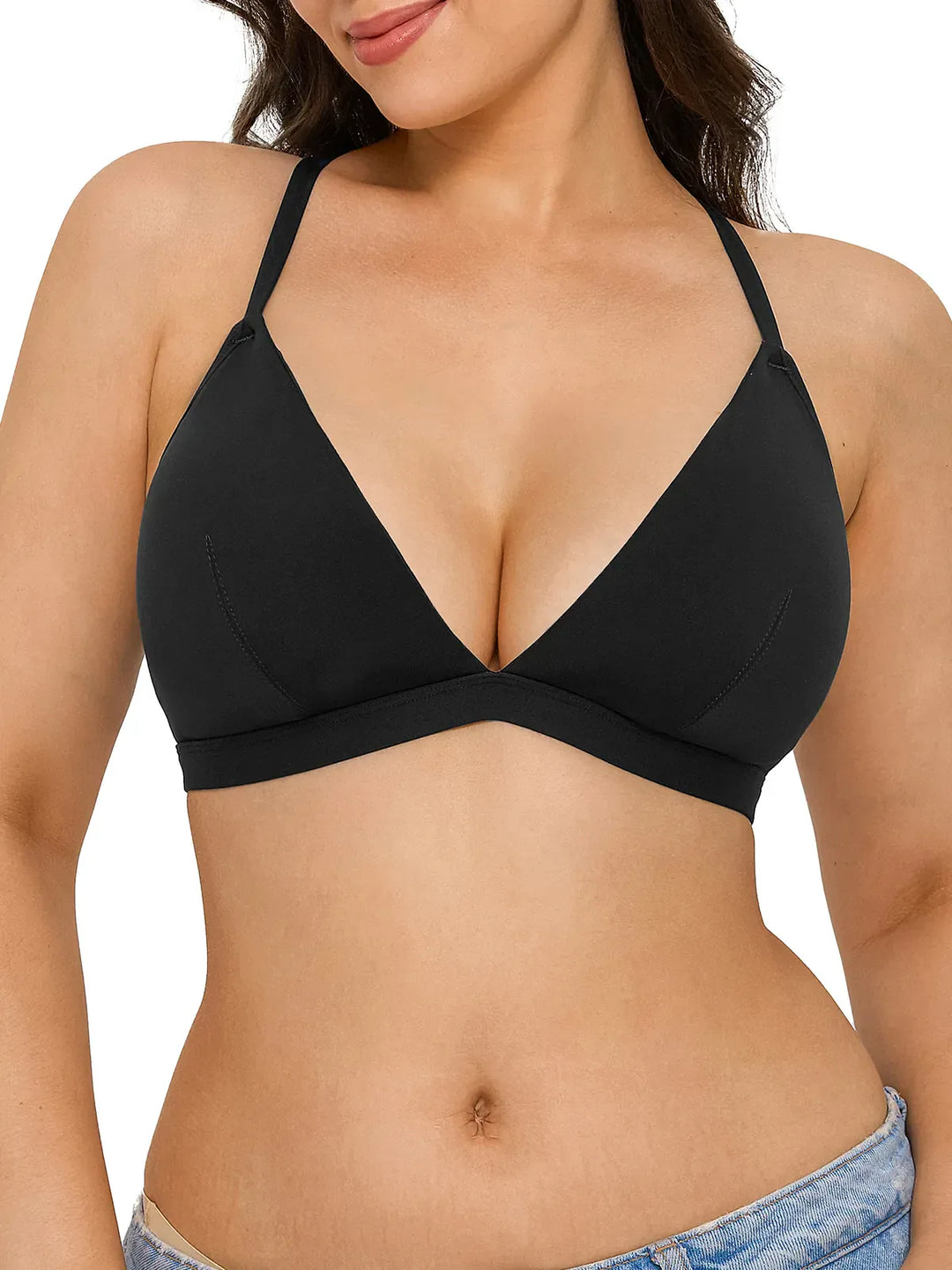 A model wearing a BRXL® Convertible Strap Supportive Sports Bra in