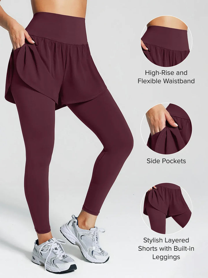 A model wearing a BRXL® Layered Combo Short Leggings in