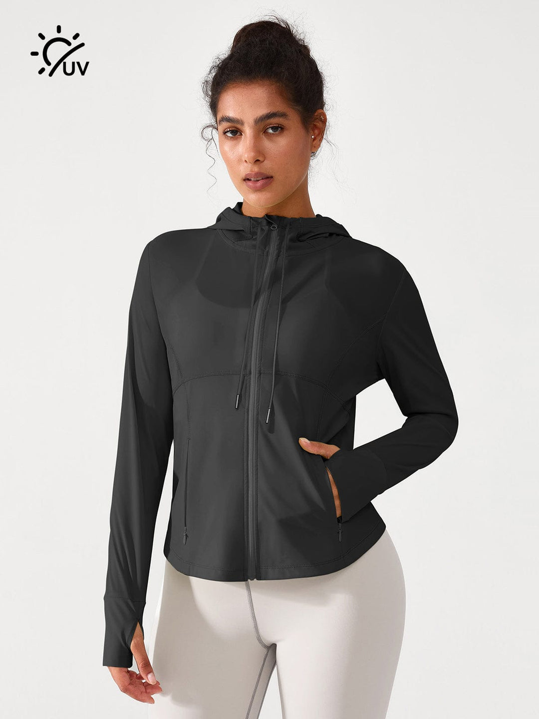 A model wearing a BRXL® Lightweight UV Protection Summer Jacket in Black / S