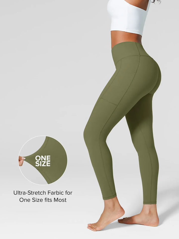 A model wearing a BRXL® One Size Fits Most Sporty High-Waisted Leggings in