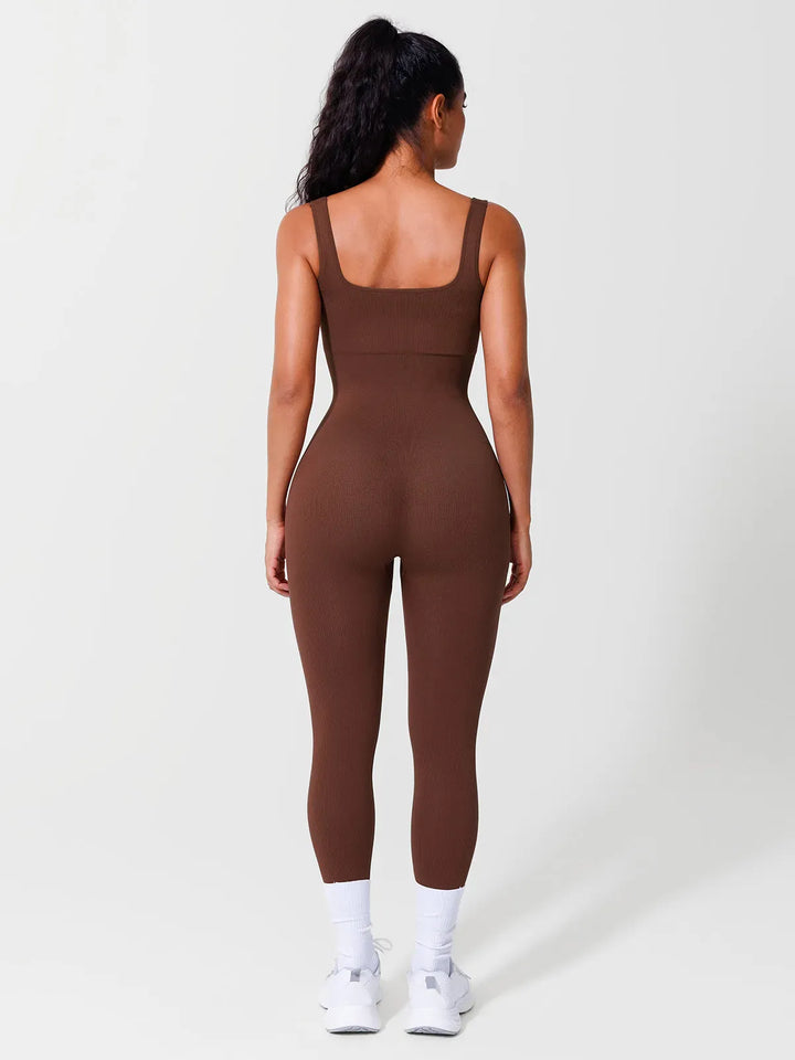 A model wearing a BRXL® Seamless Square Neck Tummy Control Jumpsuits in