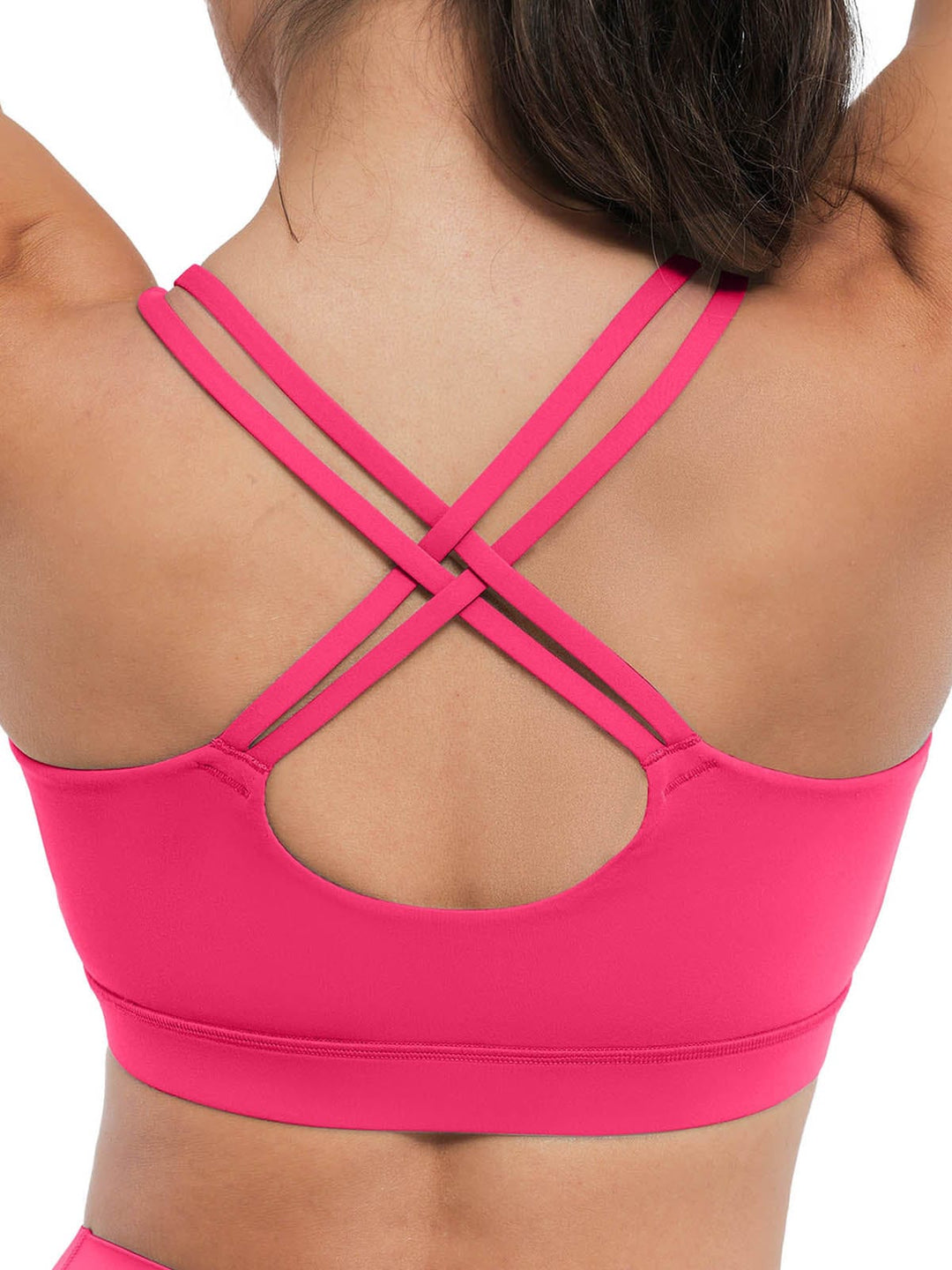 A model wearing a BRXL® Sports Bra Sculpted Shorts Sculpted Leggings Set in Bra / Pink / XS