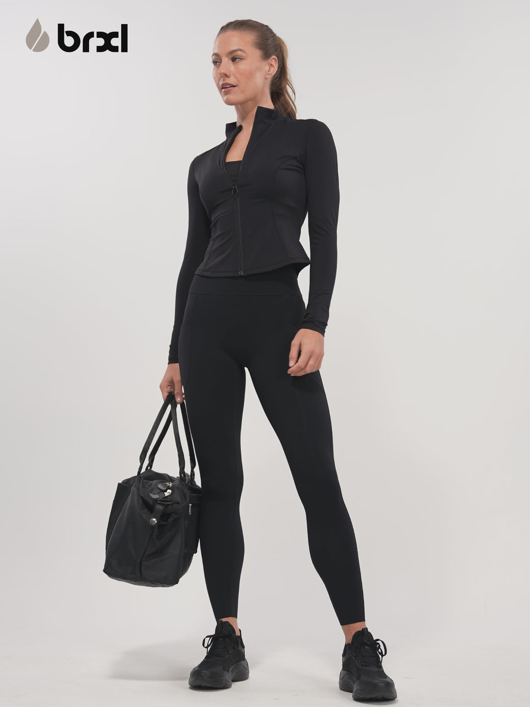 Slim Form Zip Front Jacket Sculpted Leggings Set
