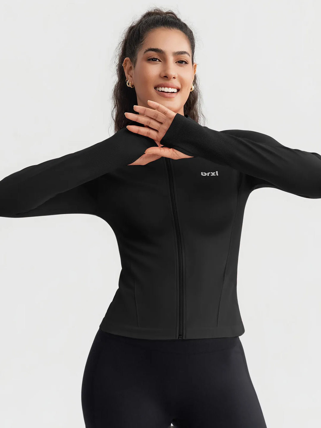 BrxlGrit™ Slim Fit Seamless Zip Up  Mock Neck Jacket