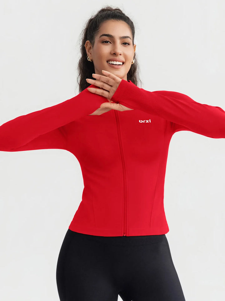 BrxlGrit™ Slim Fit Seamless Zip Up  Mock Neck Jacket