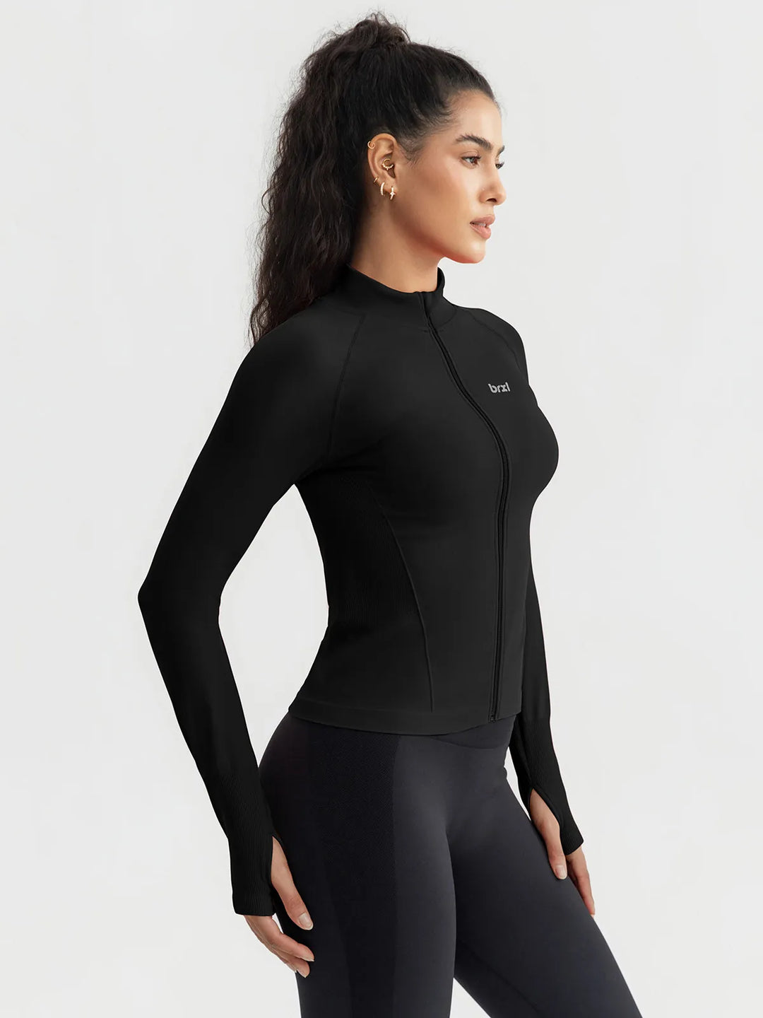 BrxlGrit™ Slim Fit Seamless Zip Up  Mock Neck Jacket