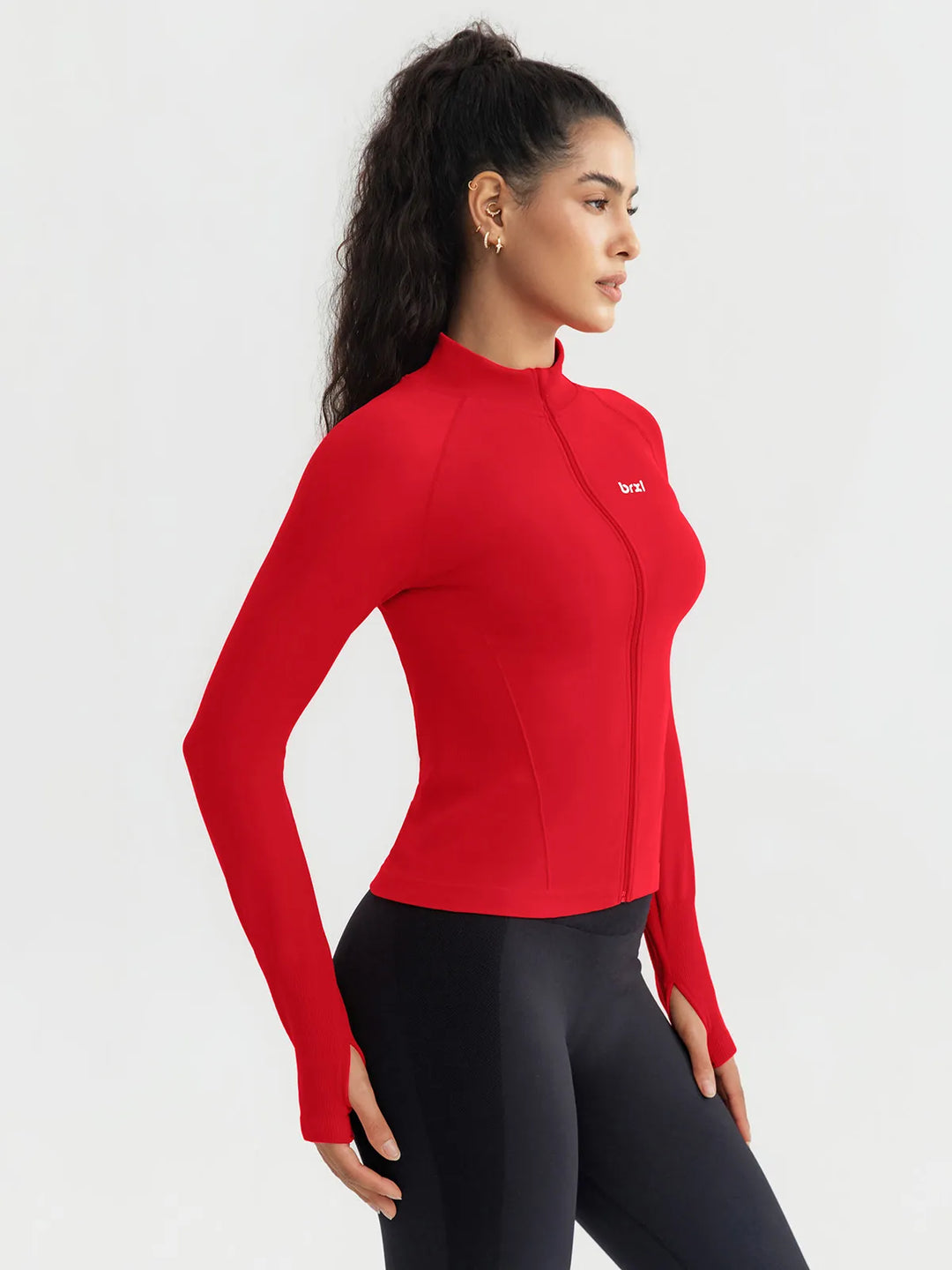 BrxlGrit™ Slim Fit Seamless Zip Up  Mock Neck Jacket