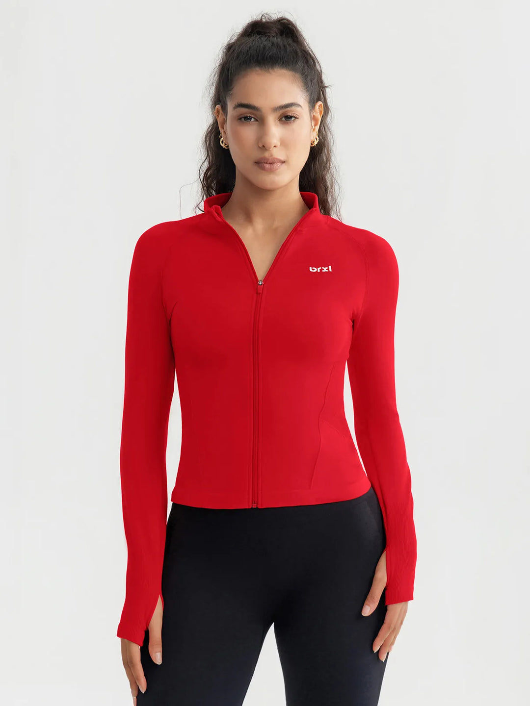 BrxlGrit™ Slim Fit Seamless Zip Up  Mock Neck Jacket