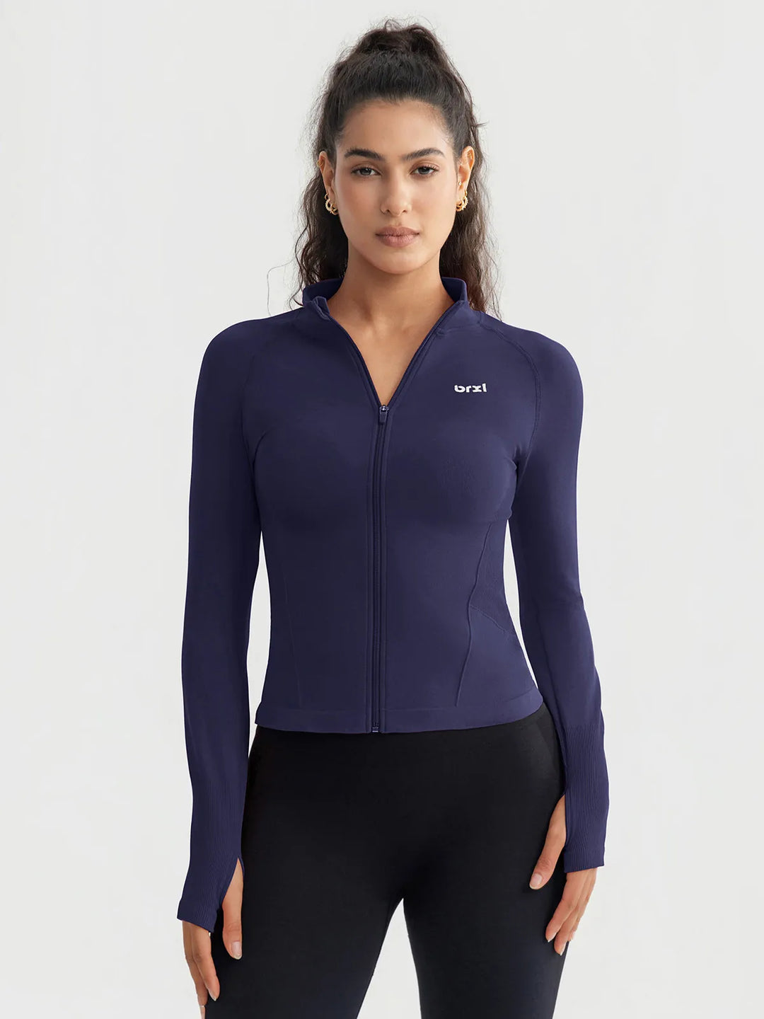 BrxlGrit™ Slim Fit Seamless Zip Up  Mock Neck Jacket