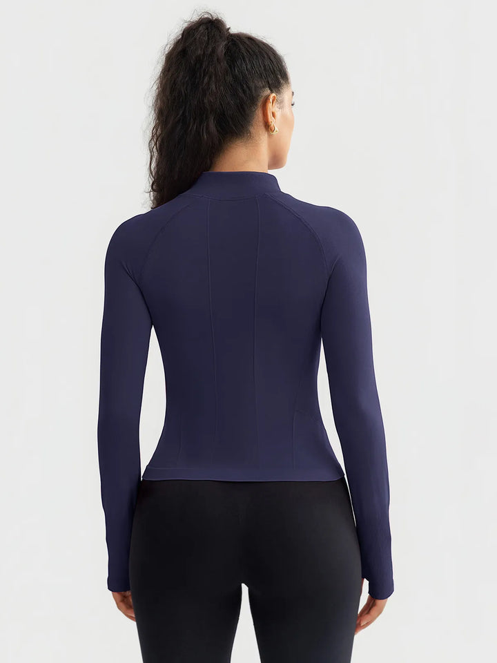 BrxlGrit™ Slim Fit Seamless Zip Up  Mock Neck Jacket