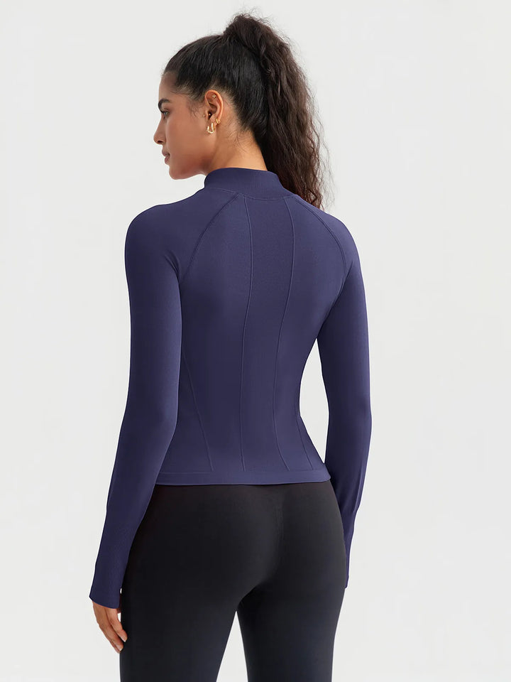 BrxlGrit™ Slim Fit Seamless Zip Up  Mock Neck Jacket