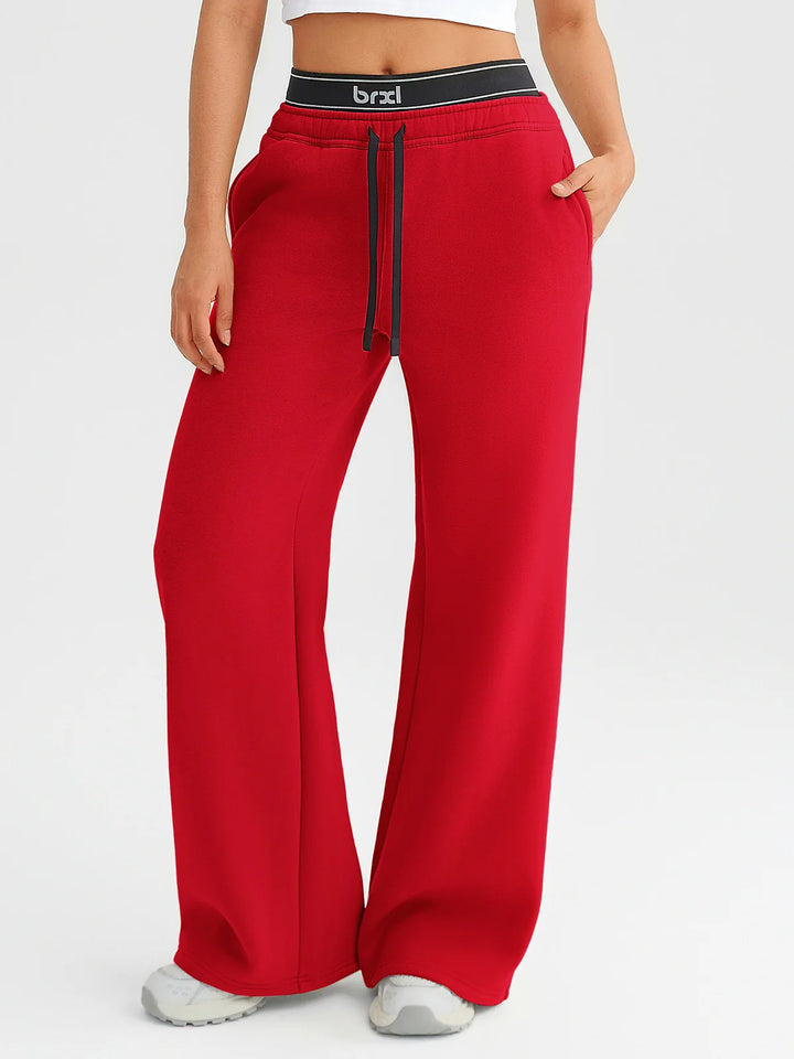 Double Waistband Drawstring Mid-Rise Straight-Leg SweatPants