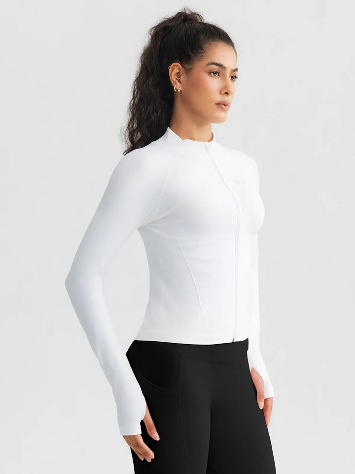 BrxlGrit™ Slim Fit Seamless Zip Up  Mock Neck Jacket