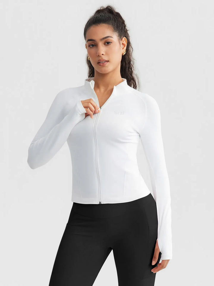 BrxlGrit™ Slim Fit Seamless Zip Up  Mock Neck Jacket
