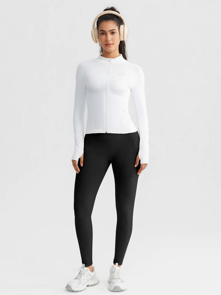 BrxlGrit™ Slim Fit Seamless Zip Up  Mock Neck Jacket