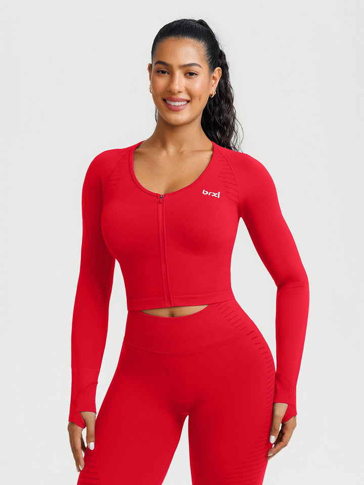 BrxlZero® Seamless Scoop-Neck Long Sleeve Cropped Jacket