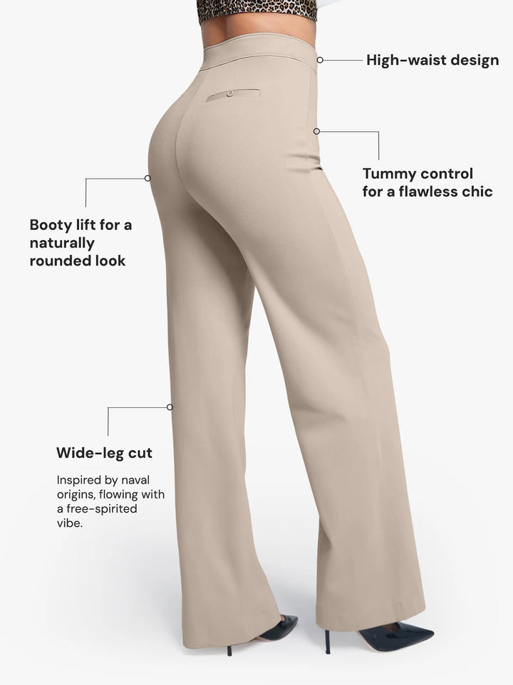Shapewear Executive High Waisted Ponte Wide-Leg Pants with Pockets
