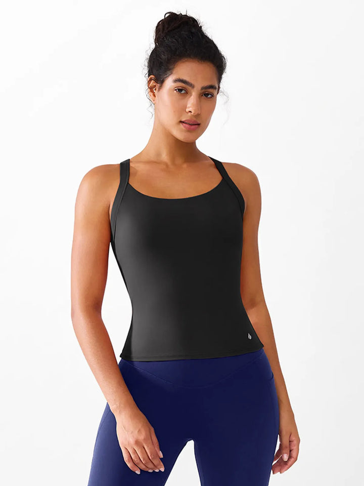 Halter Buckle Tank Top with Shlef Bra For Low Impact Yoga