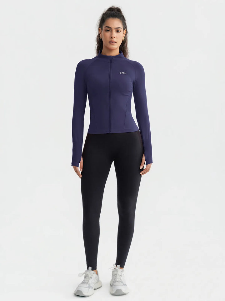 BrxlGrit™ Slim Fit Seamless Zip Up  Mock Neck Jacket