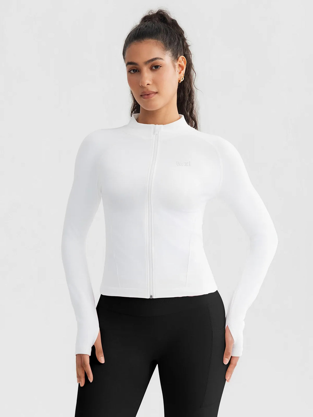BrxlGrit™ Slim Fit Seamless Zip Up  Mock Neck Jacket