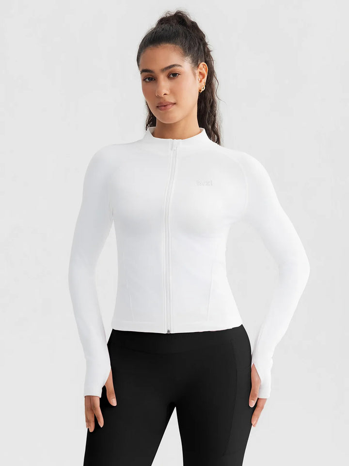 BrxlGrit™ Slim Fit Seamless Zip Up  Mock Neck Jacket