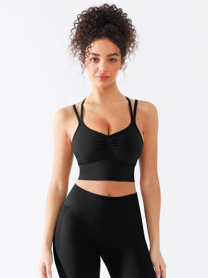 Seamless Criss Cross Spaghetti Racerback Sports Bra