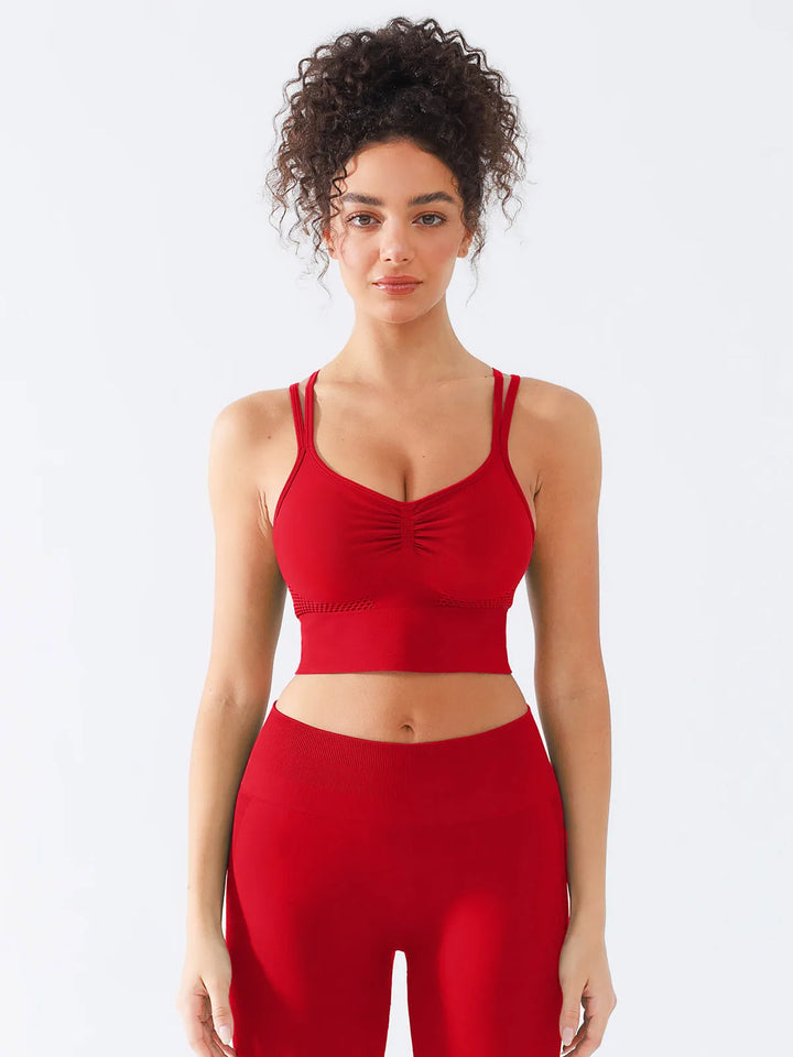 Seamless Criss Cross Spaghetti Racerback Sports Bra