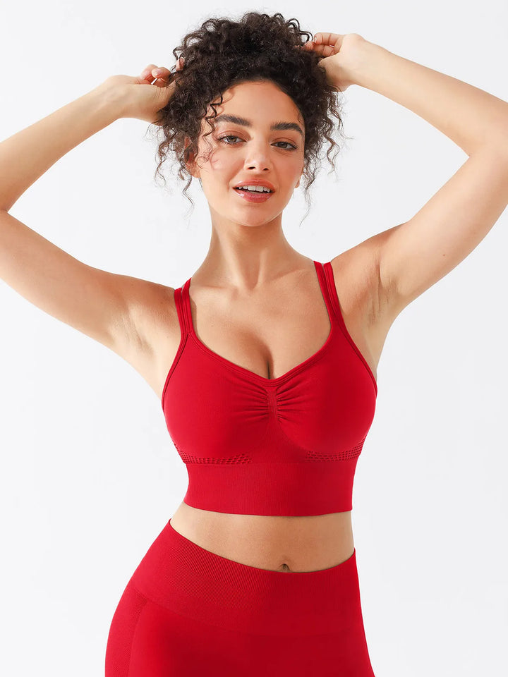 Seamless Criss Cross Spaghetti Racerback Sports Bra