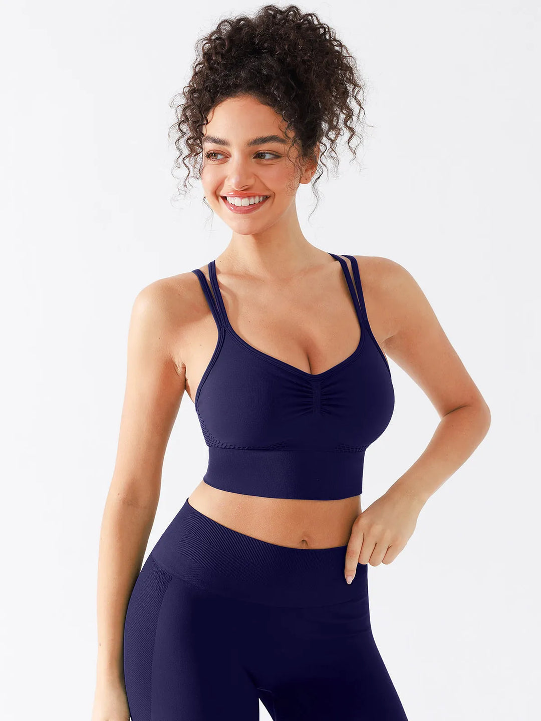 Seamless Criss Cross Spaghetti Racerback Sports Bra
