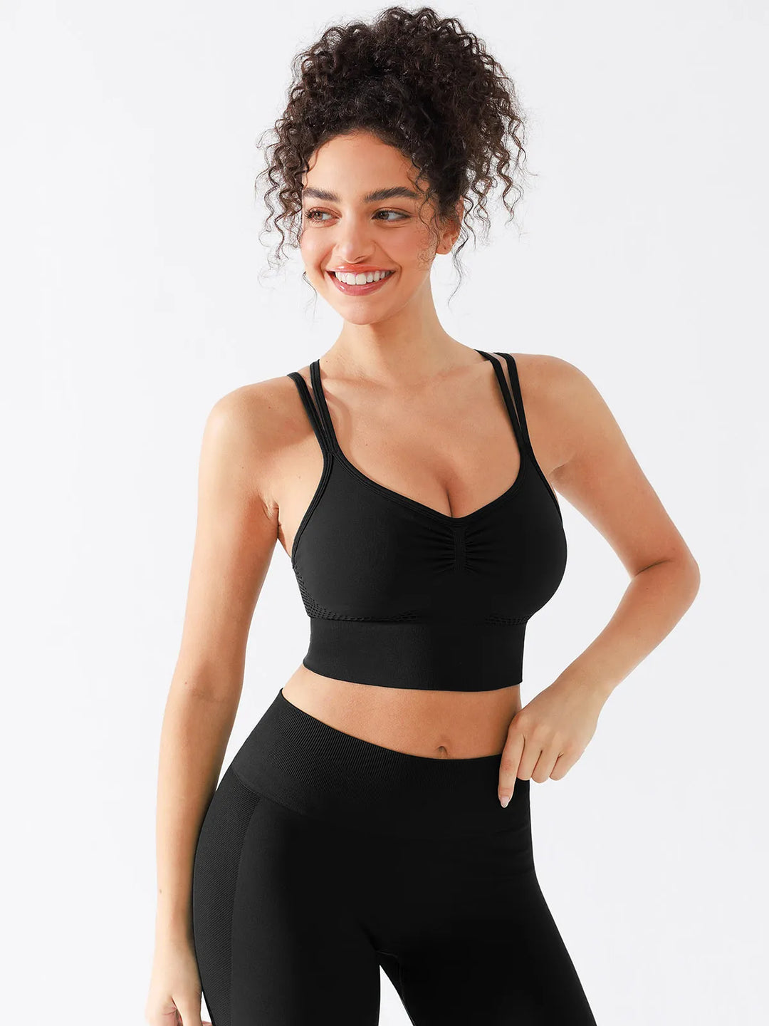 Seamless Criss Cross Spaghetti Racerback Sports Bra