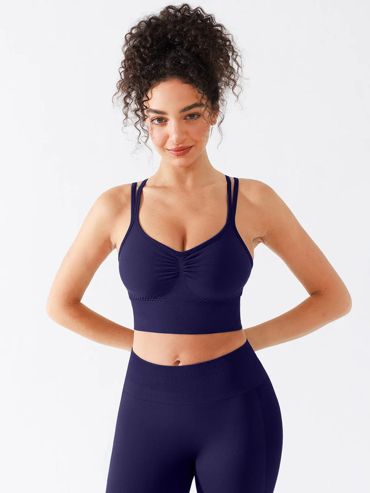 Seamless Criss Cross Spaghetti Racerback Sports Bra