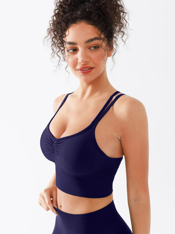 Seamless Criss Cross Spaghetti Racerback Sports Bra