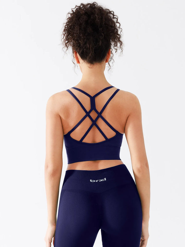 Seamless Criss Cross Spaghetti Racerback Sports Bra