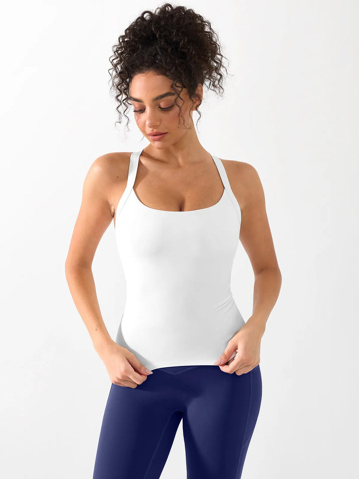 Halter Buckle Tank Top with Shlef Bra For Low Impact Yoga