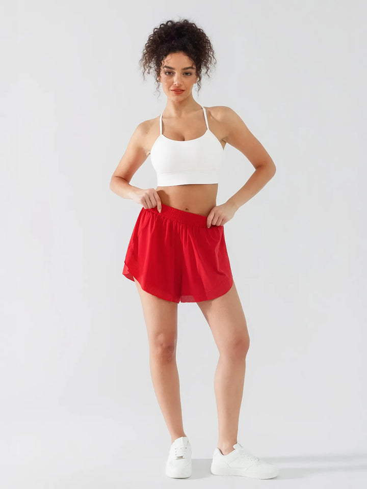 High Waisted Butterfly Split Running Shorts For Women