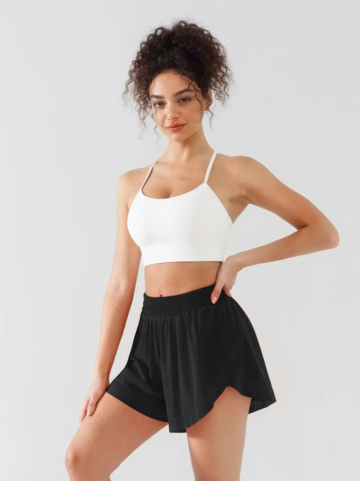 High Waisted Butterfly Split Running Shorts For Women