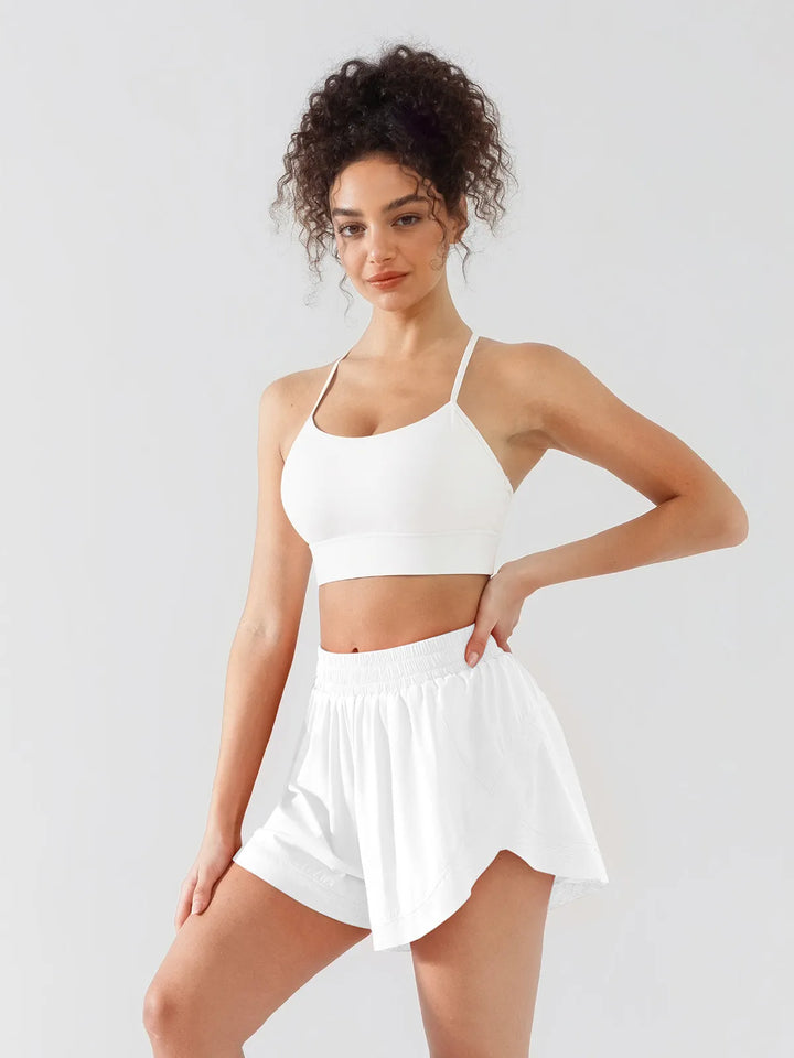 High Waisted Butterfly Split Running Shorts For Women