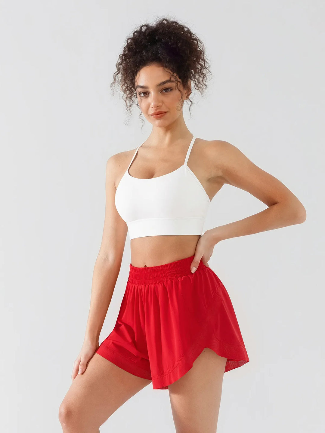 High Waisted Butterfly Split Running Shorts For Women
