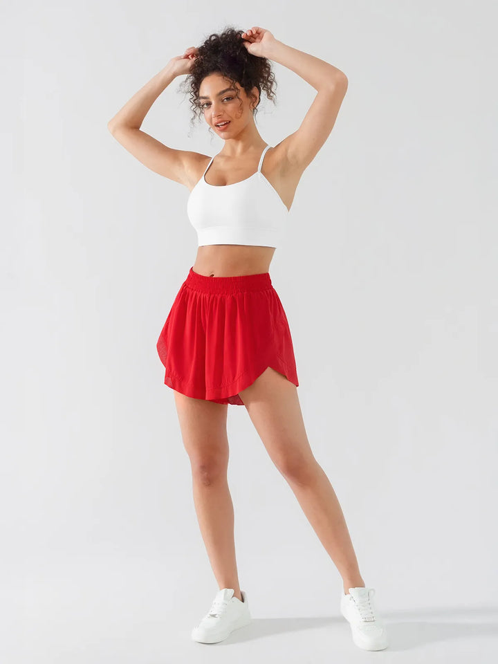 High Waisted Butterfly Split Running Shorts For Women