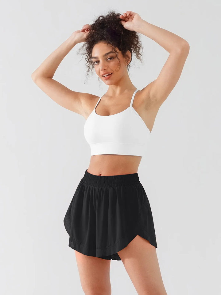 High Waisted Butterfly Split Running Shorts For Women