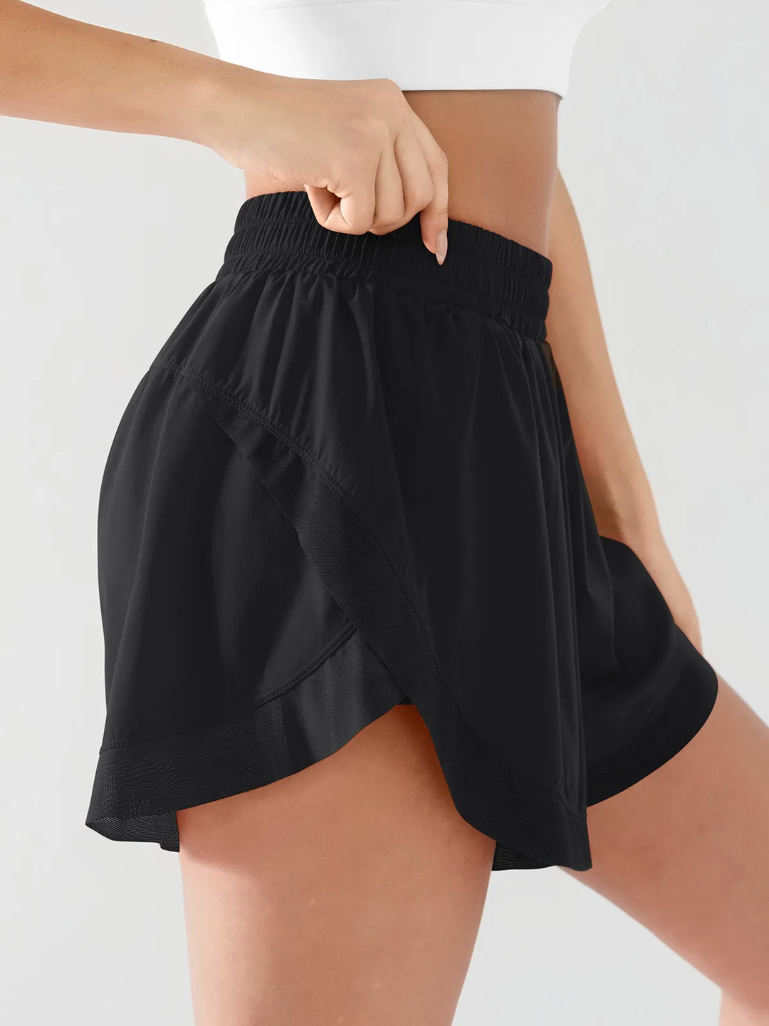 High Waisted Butterfly Split Running Shorts For Women