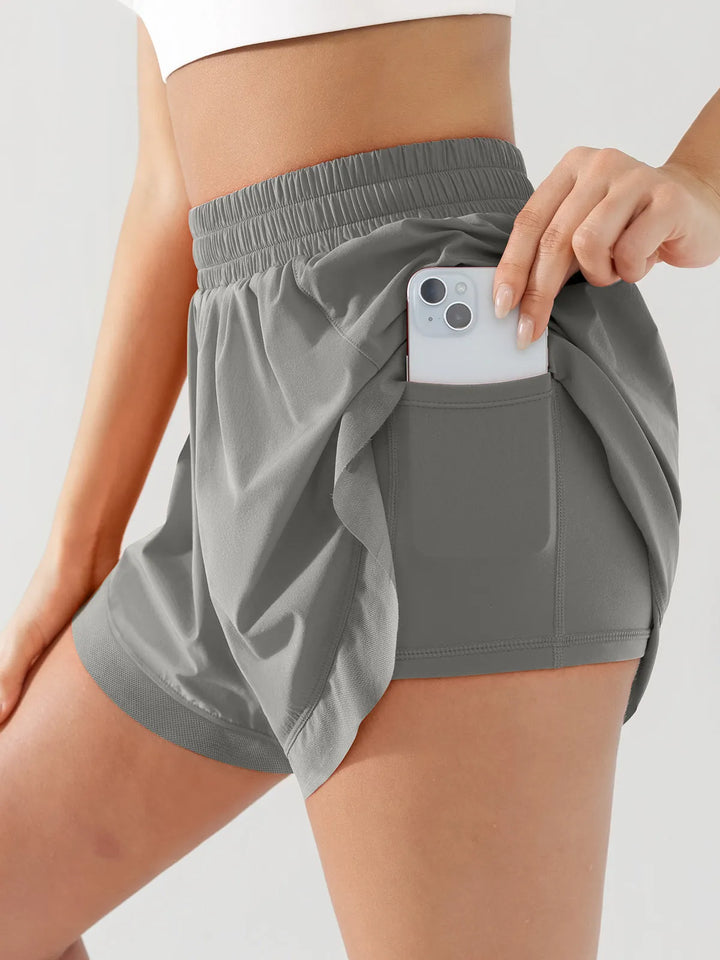 High Waisted Butterfly Split Running Shorts For Women