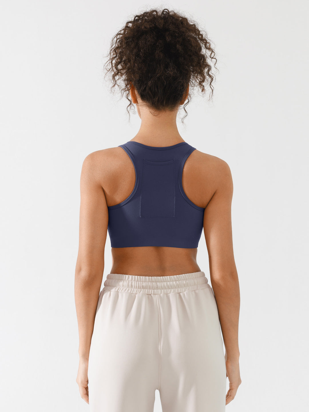 Zip Front Racerback Sports Bra with Phone Pocket